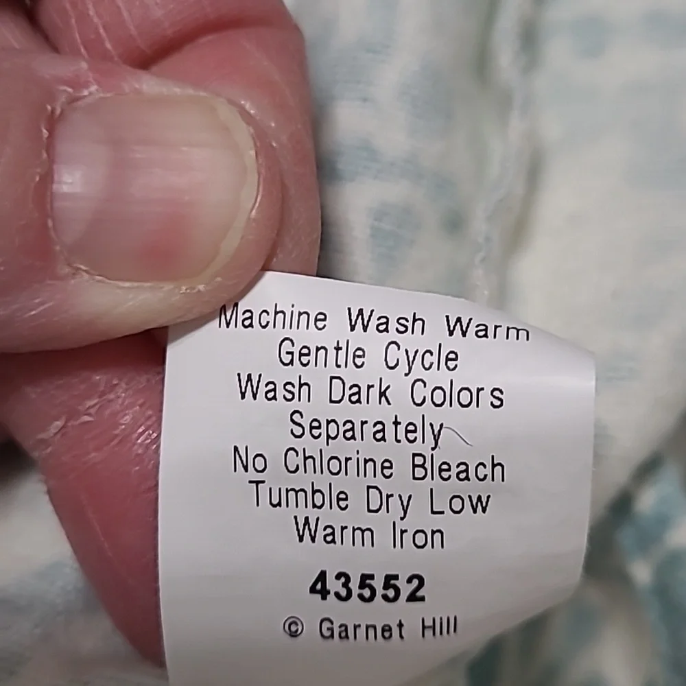 Garnet Hill Organic Cotton Flannel Greenish Blue & Creamy White Pajamas size XS